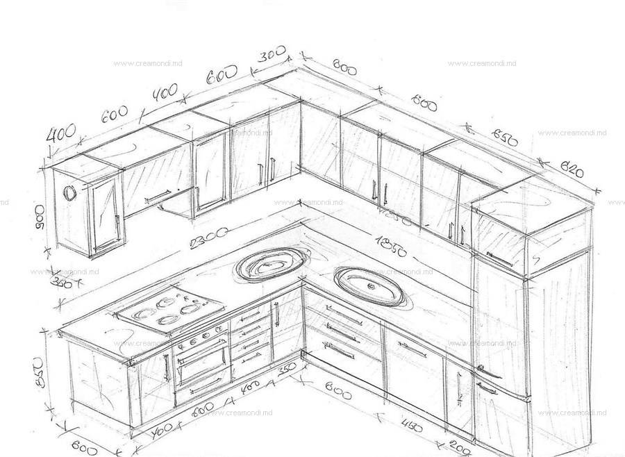 Проект кухни угловой онлайн с размерами