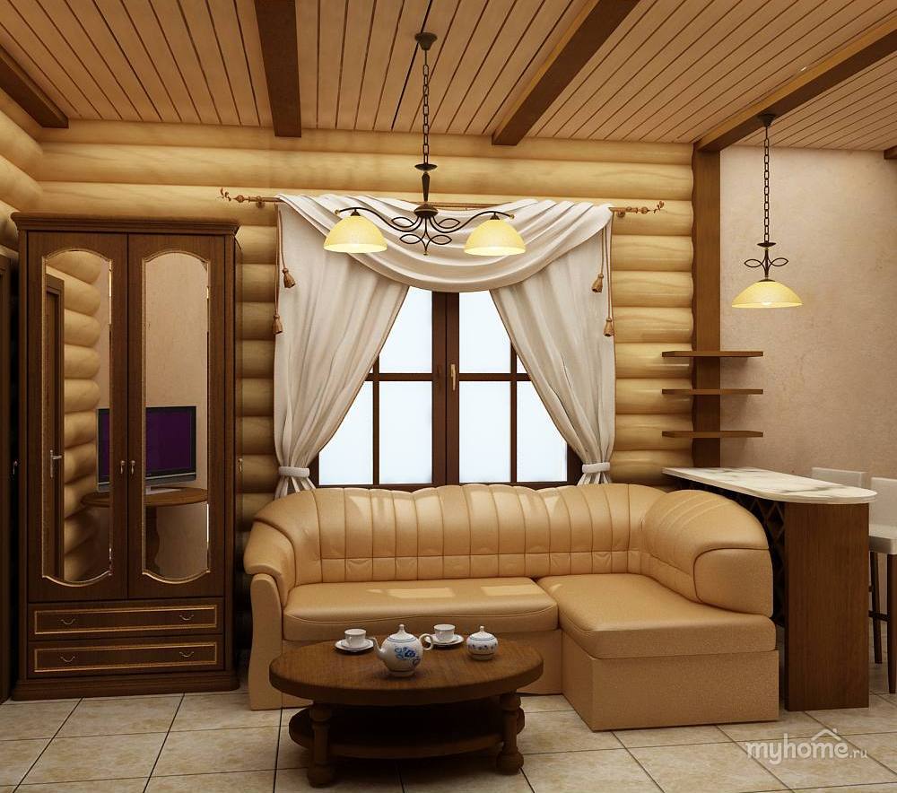 Дизайн потолка в бане в комнате отдыха