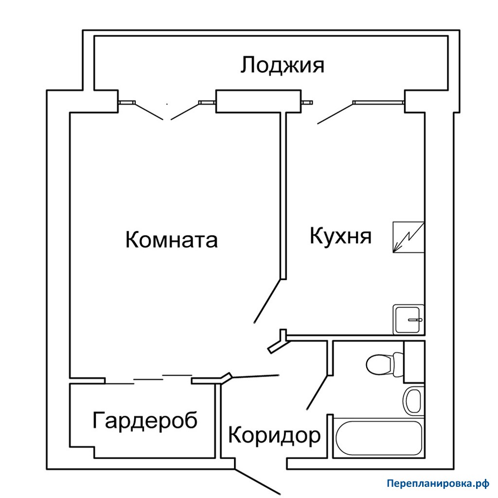 Однокомнатная типовая квартира план