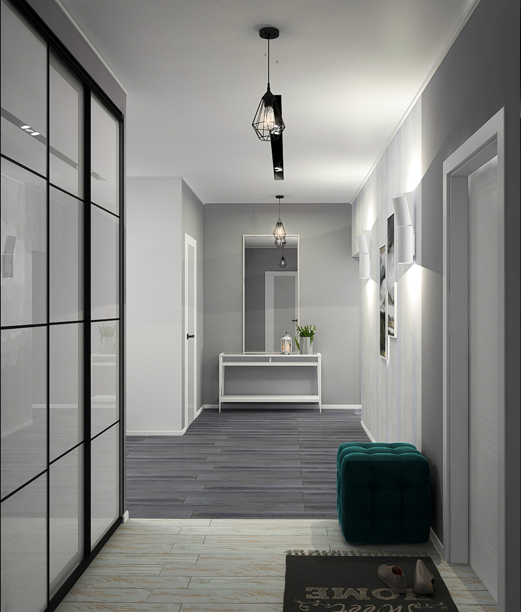 Прихожая с серыми стенами: темно- и светло-серые обои в коридоре .