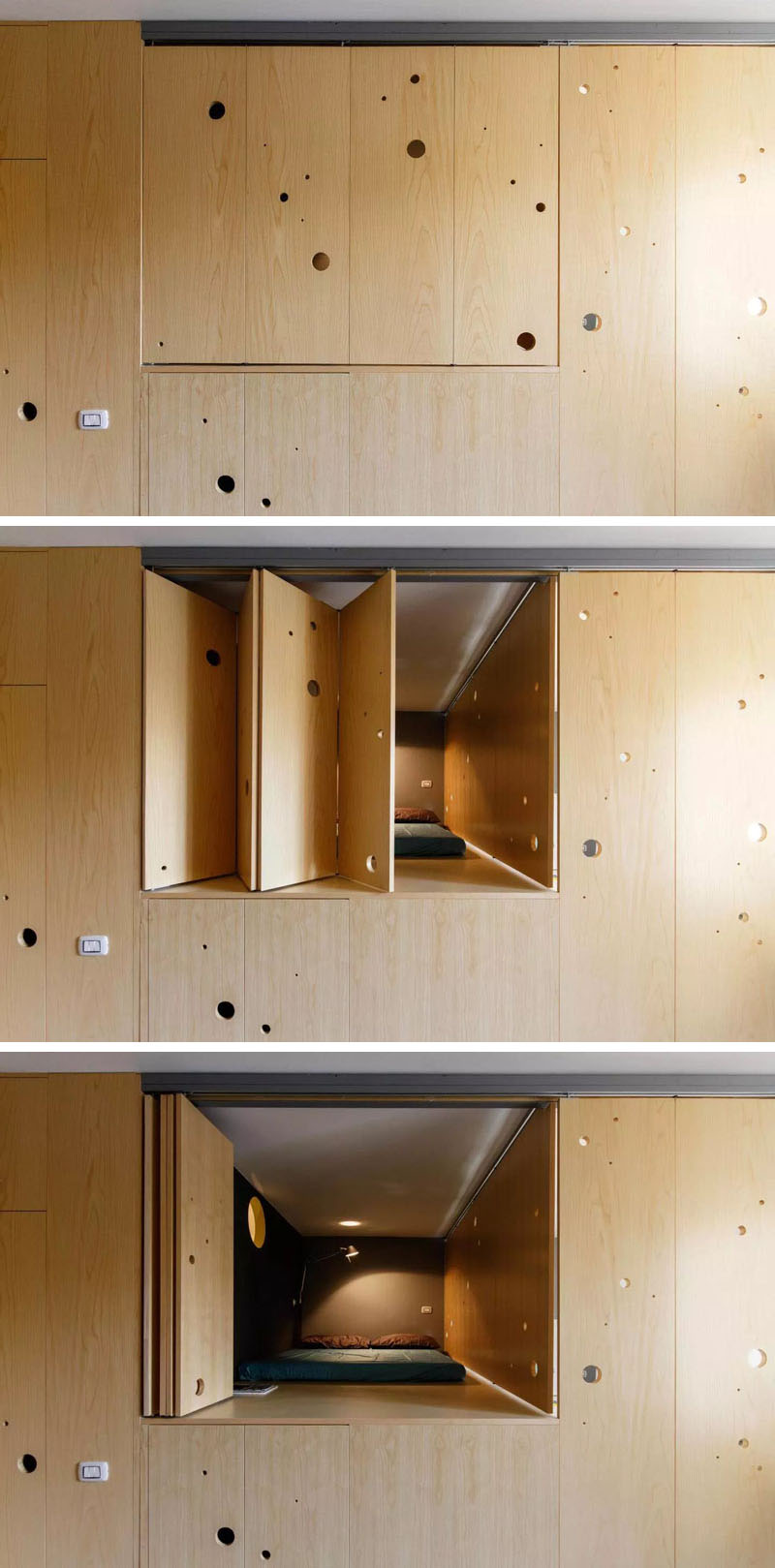 Small apartment in Milan opened and closed divider window