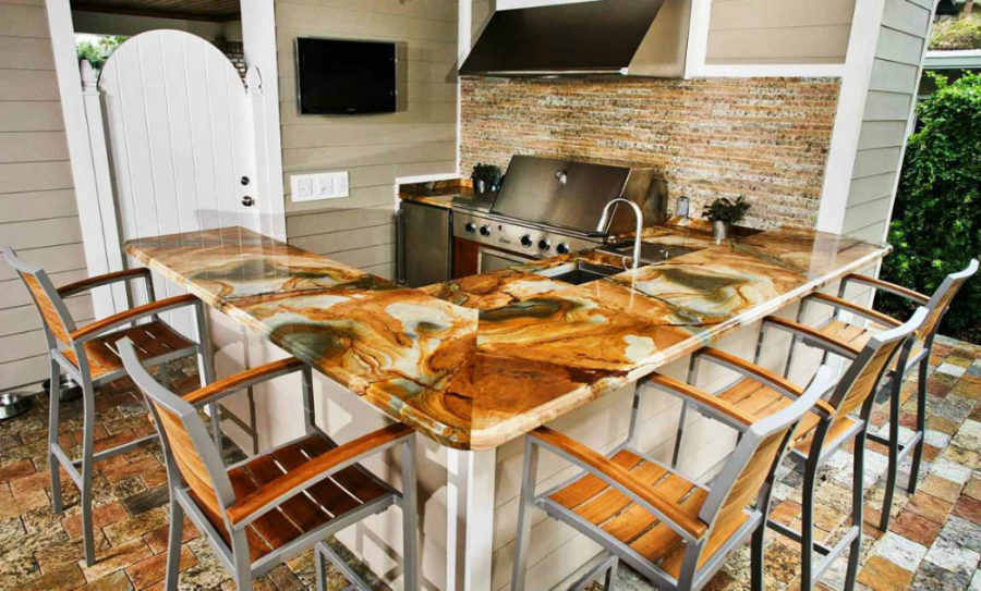 Brown onyx kitchen countertops