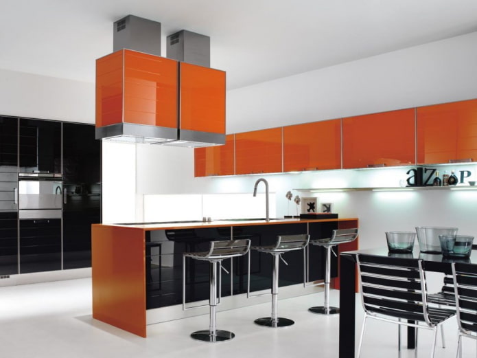 дизайн интерьера кухни в оранжевых тонах