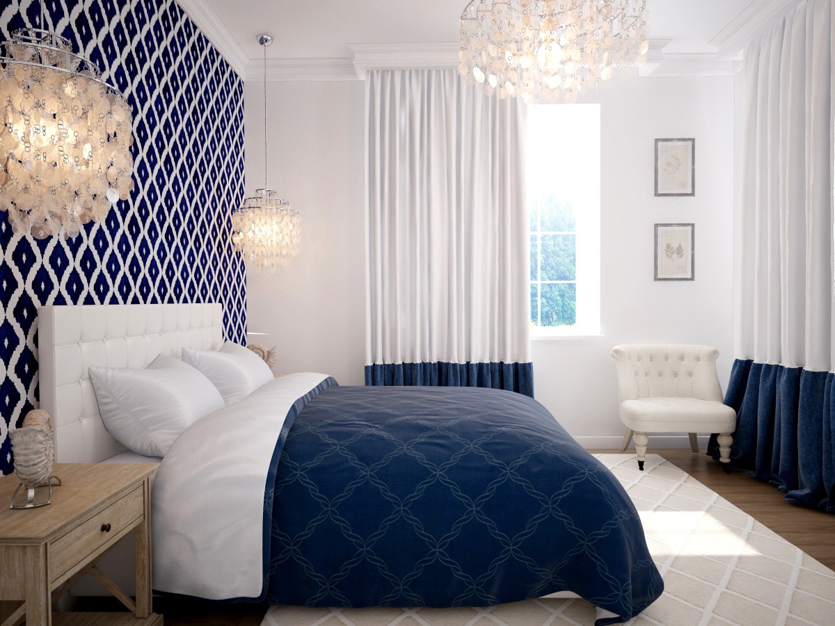 синяя спальня дизайн