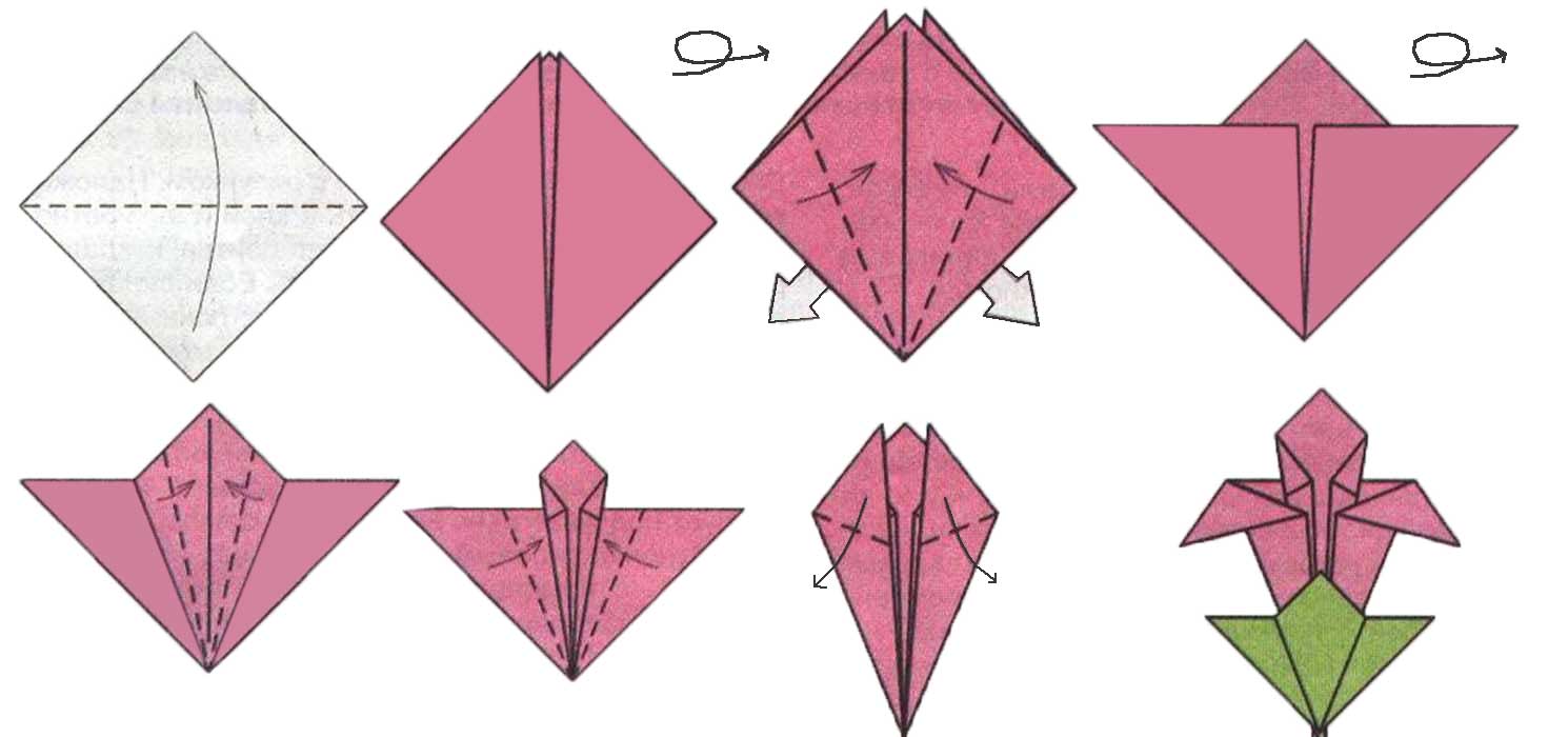 Цветы из бумаги оригами простые схемы пошагово
