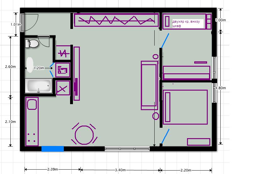 Проект перепланировки хрущевки 2 комнаты