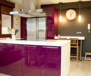 High tech kitchen design eggplant color