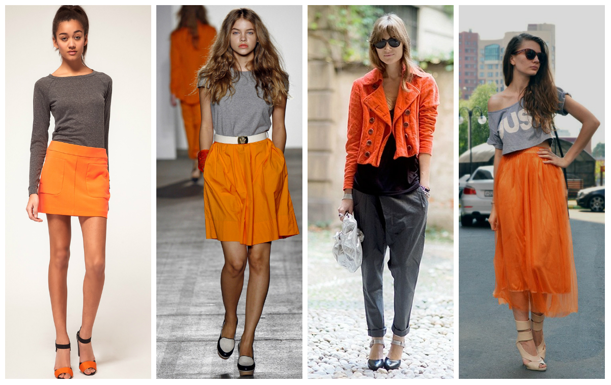 Сочетание с оранжевым цветом в одежде