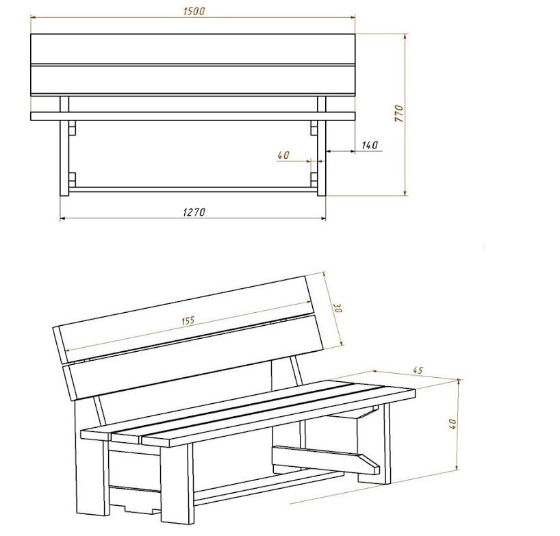 Размеры садовой скамейки из дерева своими руками чертежи