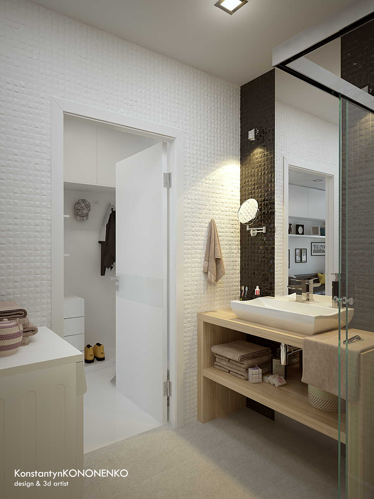 Интерьер маленькой квартиры в контрастных тонах - ванная