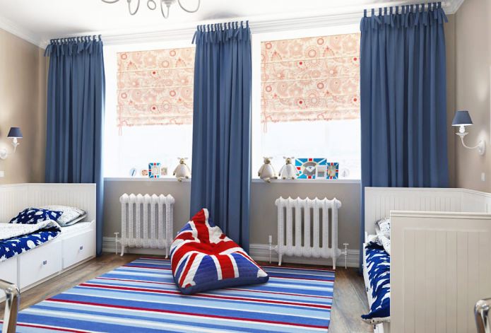 Кресло-мешок с британским флагом в детской комнате