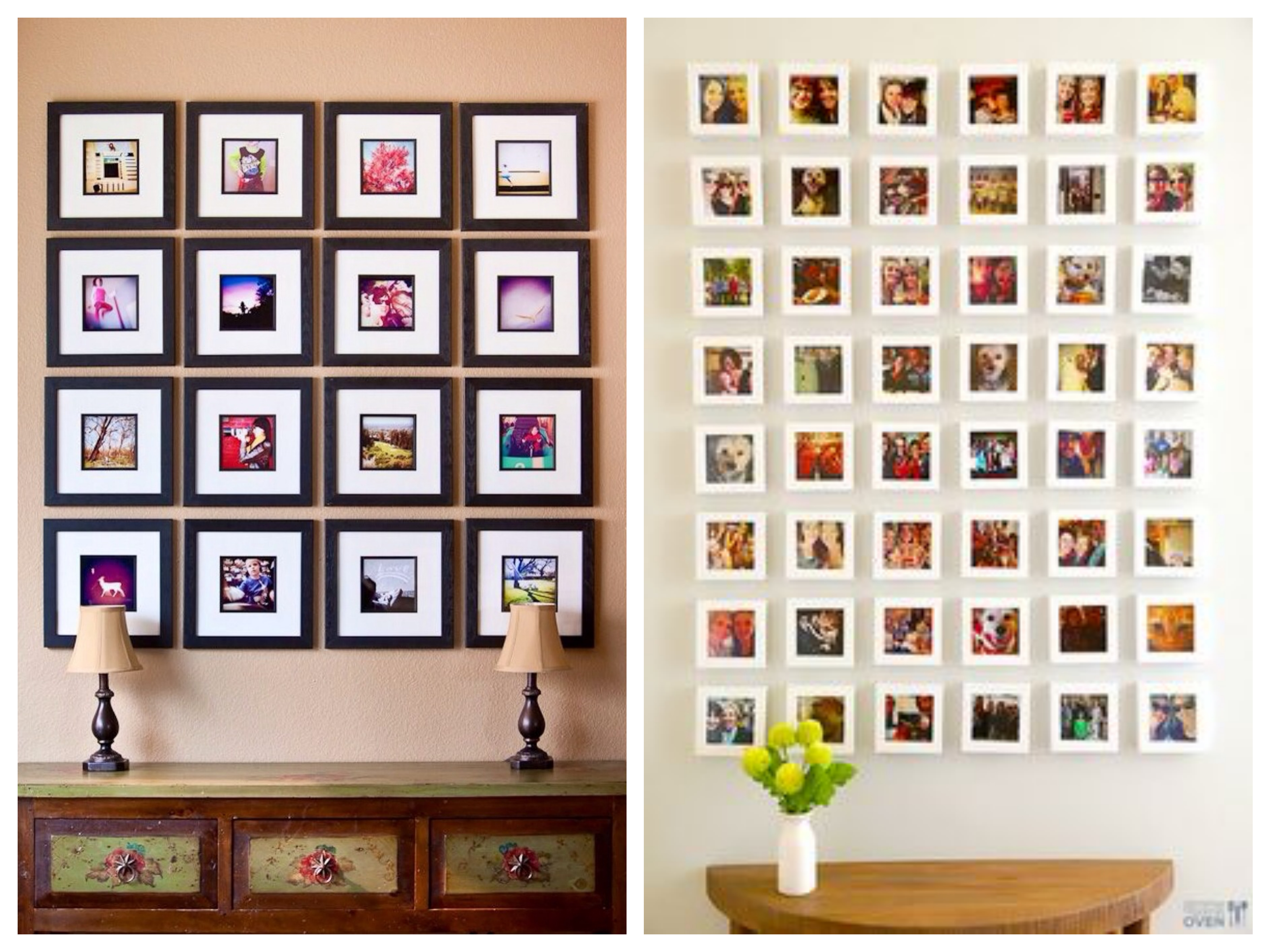 Как разместить фотографии без рамок на стене