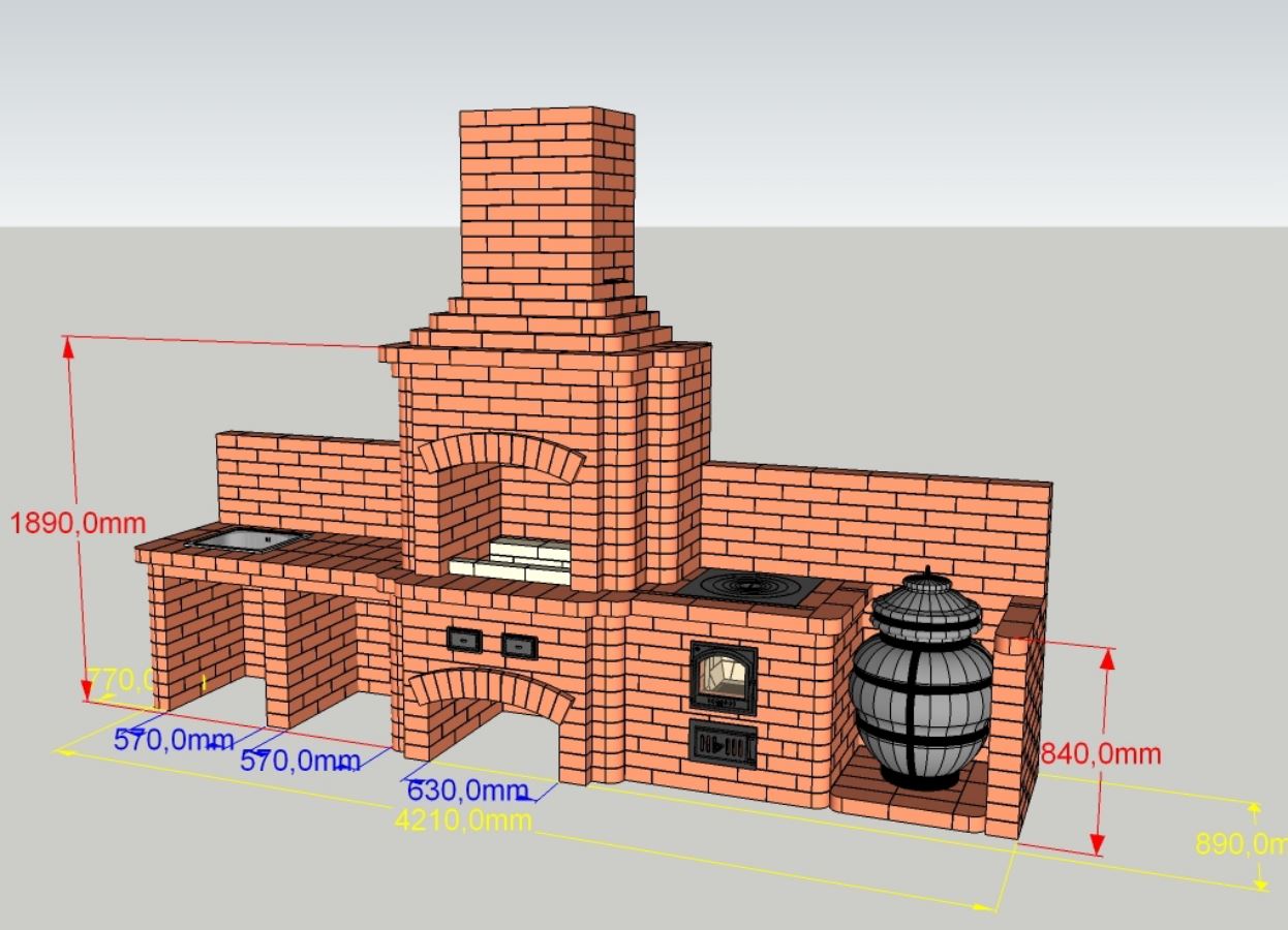 Печной комплекс для беседки проекты с размерами