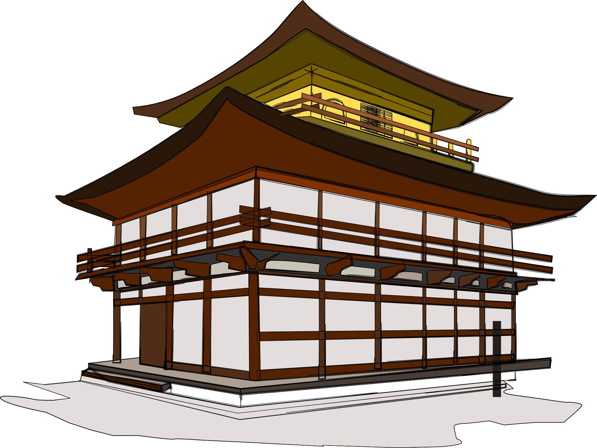 Японский дом 6 букв. Кинкакудзи золотой павильон рисунок. Архитектура Японии Минка. Домик японский. Китайский домик.