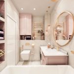 Розовая ванная комната 4 кв. метра