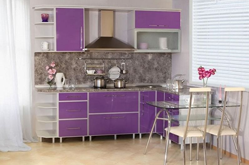 Маленькая фиолетовая кухня - Дизайн интерьера