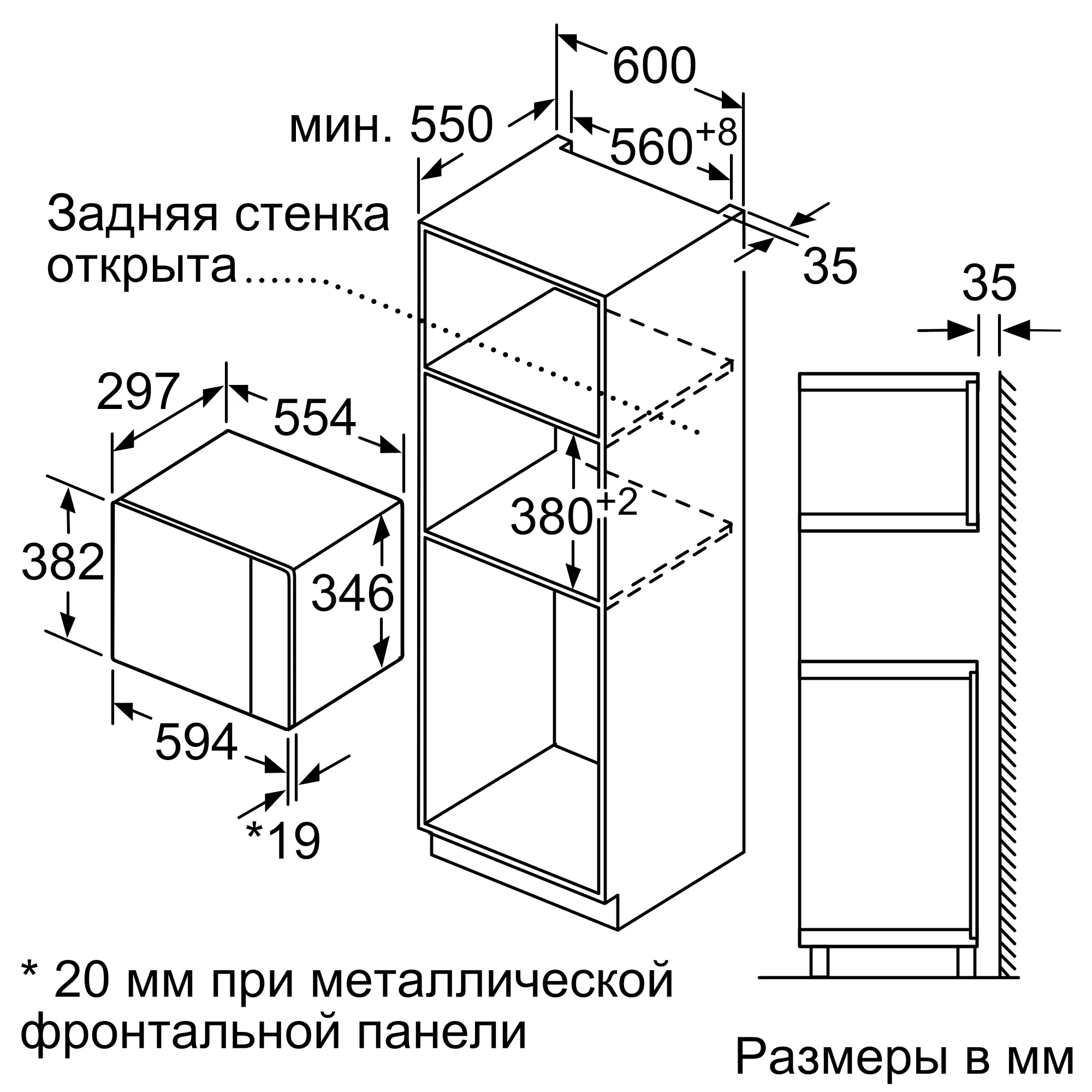 Высота установки микроволновки в пенале